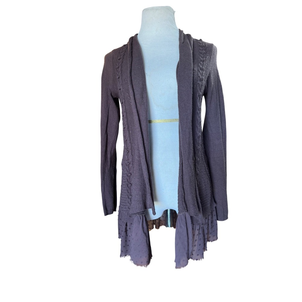 Knitted & Knotted Womens Cardigan M Cotton Cashmere Boho Cottagecore Mauve